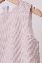Khaki Seersucker Stripe Scalloped Dress - ARIA KIDS