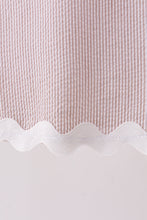 Khaki Seersucker Stripe Scalloped Dress - ARIA KIDS