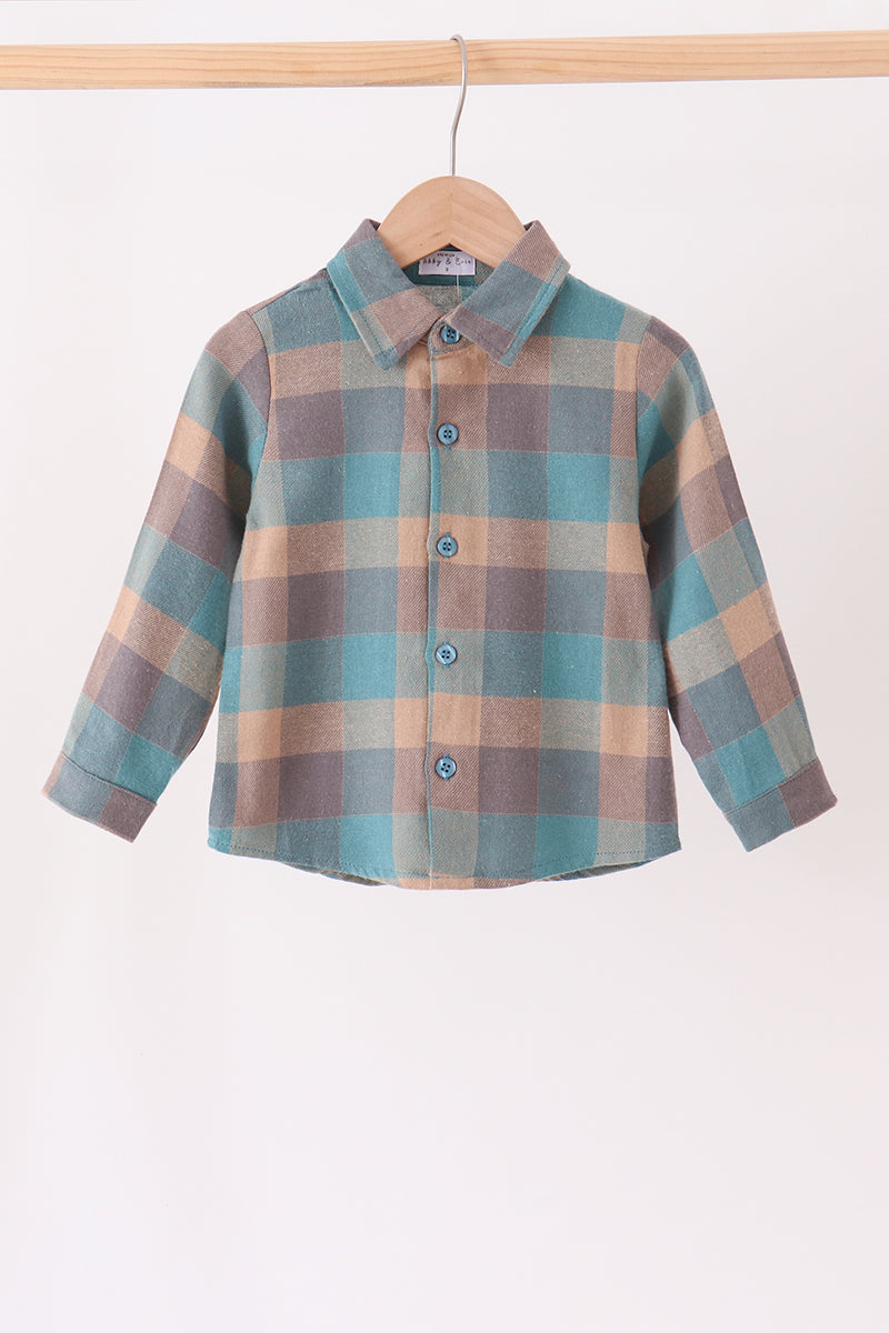 Teal Plaid Button Down Shirt