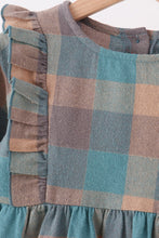 Teal Plaid Ruffle Dress