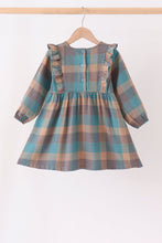 Teal Plaid Ruffle Dress