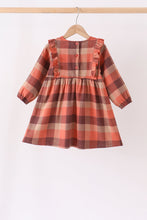 Rust Plaid Ruffle Dress