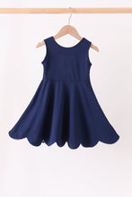 Navy Scalloped Dress