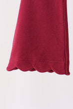 Maroon scalloped bell pants