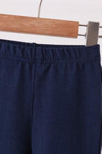 Navy scalloped bell pants