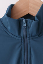 Navy scallped zipper active set