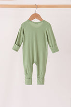 Green zipper bamboo romper