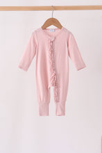 Pink ruffle zipper bamboo romper – wholesale for boutiques | Honeydew USA