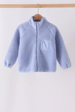 Blue fleece zipper jacket