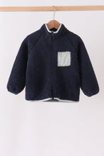 Navy fleece zipper jacket