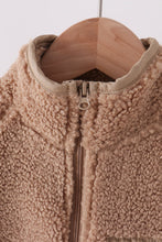 Beige fleece zipper jacket