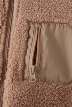 Beige fleece zipper jacket
