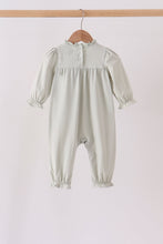 Sage turkey embroidery ruffle romper