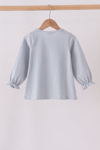 Sage turkey embroidery stripe top