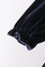 Navy velvet bow dress