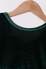 Green velvet bow dress