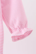 Pink turkey embroidery stripe romper