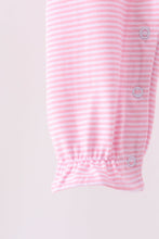 Pink turkey embroidery stripe romper