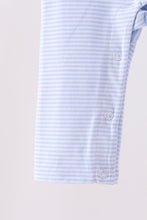 Blue turkey embroidery stripe romper