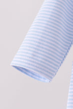 Blue turkey embroidery stripe romper