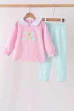 Pink turkey embroidery stripe pants set