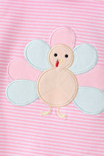 Pink turkey embroidery stripe pants set