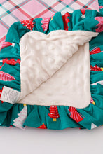 Platinum Pink plaid ruffle soft knitted blanket - ARIA KIDS