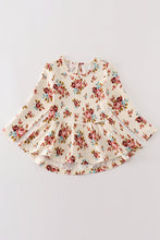 Platinum rust floral print ruffle tunic - ARIA KIDS