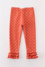 Platinum rust dot ruffle girl pants - ARIA KIDS
