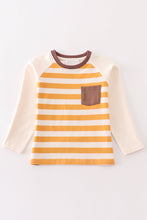 Platinum brown stripe pocket boy top - ARIA KIDS