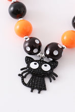 Orange halloween cat bubble chunky necklace