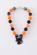 Orange halloween cat bubble chunky necklace