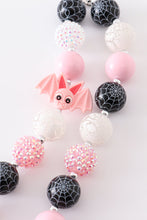 Pink halloween bat bubble chunky necklace