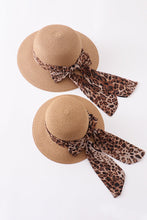 Leopard silk ribbon straw hat mommy&me