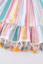 Multicolored stripe tassel smocked dress - ARIA KIDS