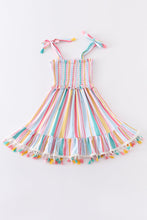 Multicolored stripe tassel smocked dress - ARIA KIDS