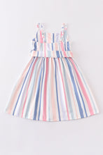Blue stripe buttons strap dress - ARIA KIDS