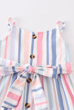 Blue stripe buttons strap dress - ARIA KIDS