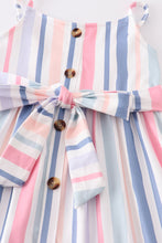 Blue stripe buttons strap dress - ARIA KIDS