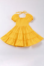 Yellow smocked ruffle tiered dress - ARIA KIDS