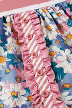 Pink stripe floral print ruffle dress