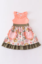 Coral floral print ruffle pocket dress - ARIA KIDS