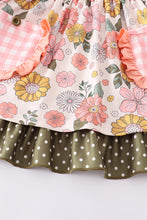 Coral floral print ruffle pocket dress - ARIA KIDS