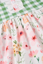 Green plaid floral print ruffle plaid dress - ARIA KIDS