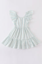 Green stripe ruffle tiered dress