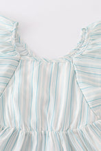 Green stripe ruffle tiered dress