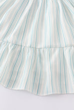 Green stripe ruffle tiered dress