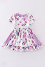 Purple floral print pocket dress - ARIA KIDS