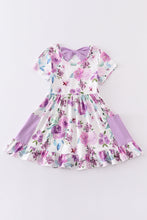 Purple floral print pocket dress - ARIA KIDS