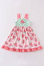 Pink plaid watermelon print dress